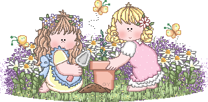 2 cute girls planting flowers