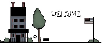 Tall house, park bench, tree with tire swing, American Flag.  Welcome!
