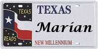 Marian's Texas plate
