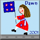 Girl marching with flag in her hand.