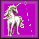 From Miriam - purple square with white unicorn and the word believe on it.