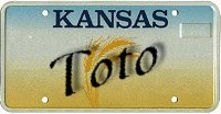 Pat (Toto)'s Kansas license plate